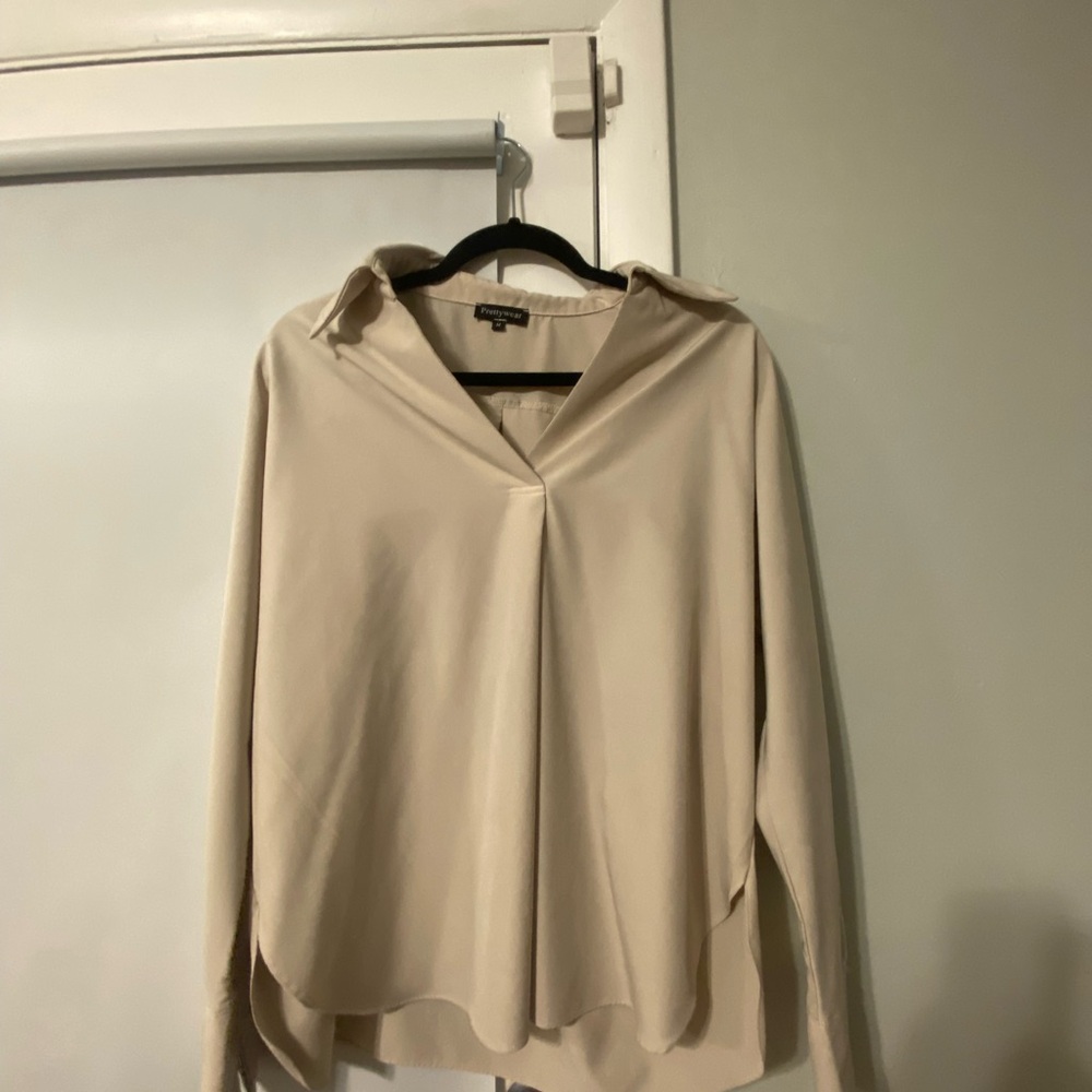 Cream Long Sleeve Blouse